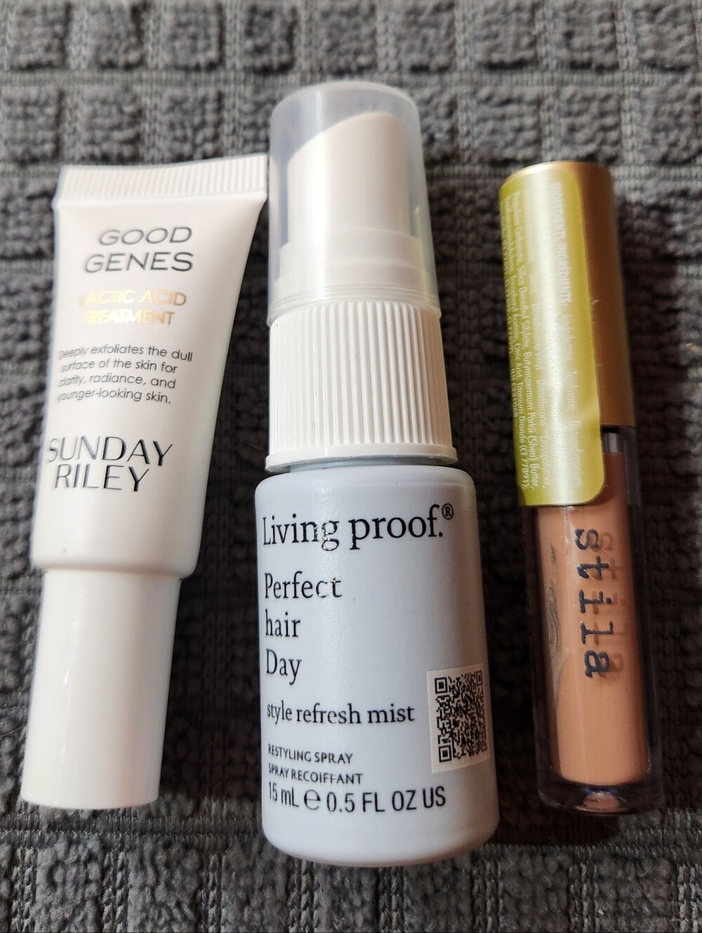 Bundle Of 3 Travel Sized Sunday Riley, Living Proof, And Stila Products